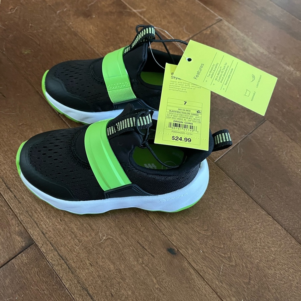 Stride Rite Kids' Black and Neon Green Sneakers